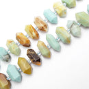 multi color amazonite center drill faceted points beads