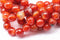red Striped agate faceted round beads