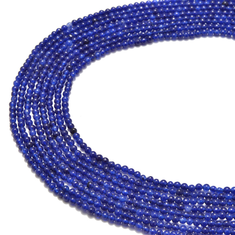 dark blue dyed jade smooth round beads