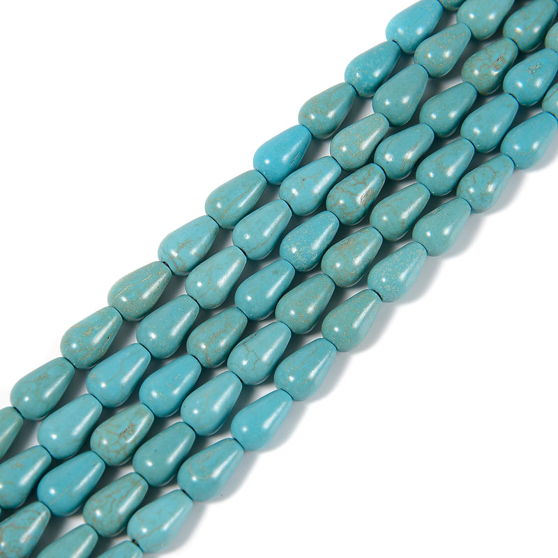 Blue Howlite Turquoise Full Teardrop Beads Size 6x10mm 15.5'' Strand