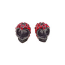 Resin Black Red Rhinestone Skull Pendant Charms 10x12mm Sold Per Pair