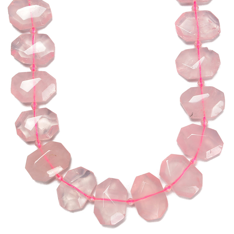 Rose Quartz Rectangle Slice Faceted Octagon Beads Approx 15x20mm 15.5'' Strand