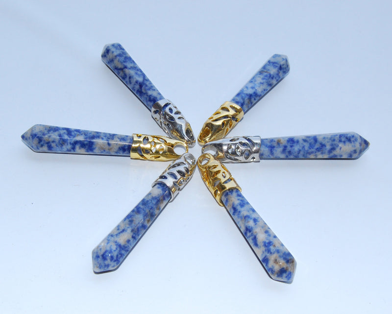 sodalite point pendant gold silver plated