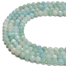 Natural Green Amazonite Hard Cut Faceted Round Beads Size 6mm 8mm 10mm 15.5'' Strand