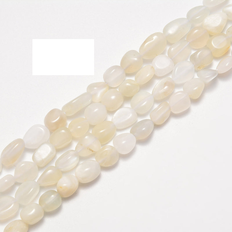 Cream White Moonstone Pebble Nugget Beads Approx 6-9mm 15.5" Strand