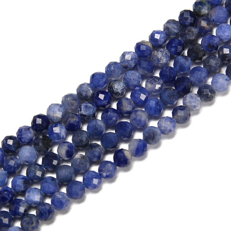 Natural Light Sodalite Faceted Round Beads Size 3mm 15.5'' Strand