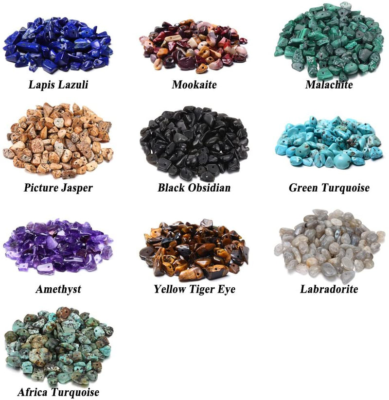Cool Assorted Gemstone Chips Beads Size 7-8mm Box Set for Jewelry Making
