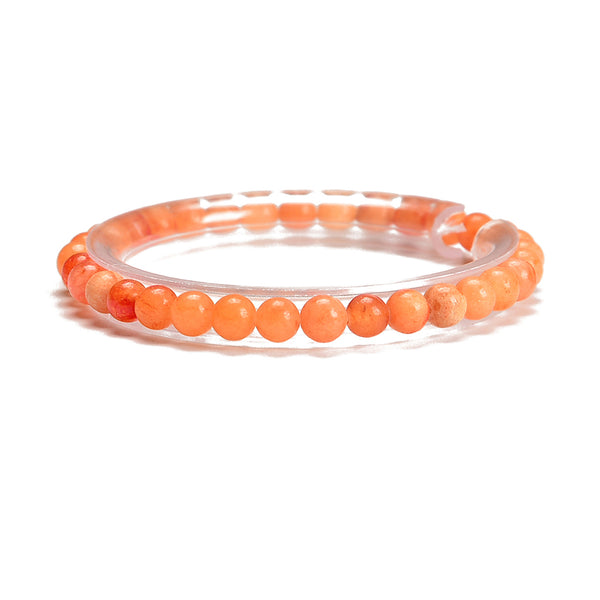 Orange Aventurine Smooth Round Elastic Bracelet Beads Size 5mm 7.5'' Length