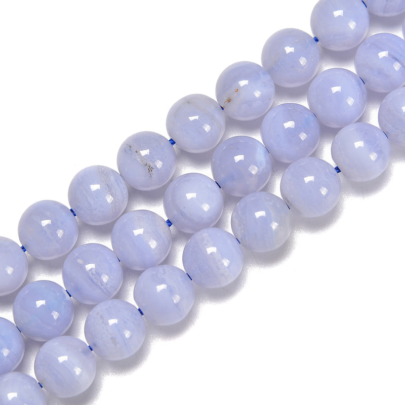 Natural High Quality Blue Lace Agate Smooth Round Beads 4mm 6mm 8mm 15.5'' Strand