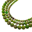 green sea sediment jasper smooth round beads