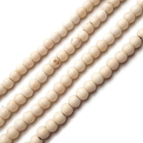 Beige White Howlite Turquoise Smooth Round Beads 6mm 15.5" Strand