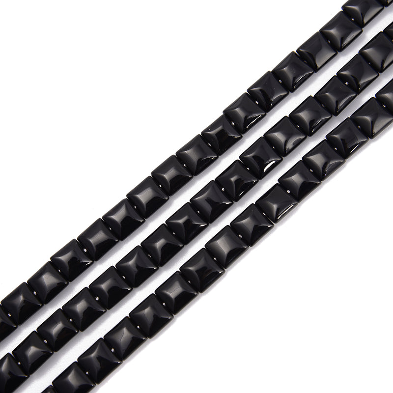Black Onyx Smooth Square Shape Beads Size 8mm 10mm 15.5'' Strand