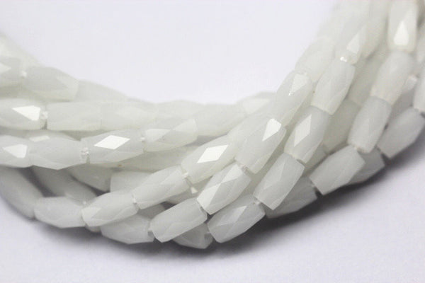 white opaque crystal glass faceted rice beads 
