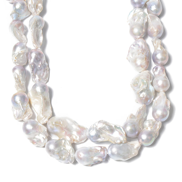 White Fresh Water Pearl Baroque Flame Ball Beads 14-20mm x23-35mm 15.5'' Strand