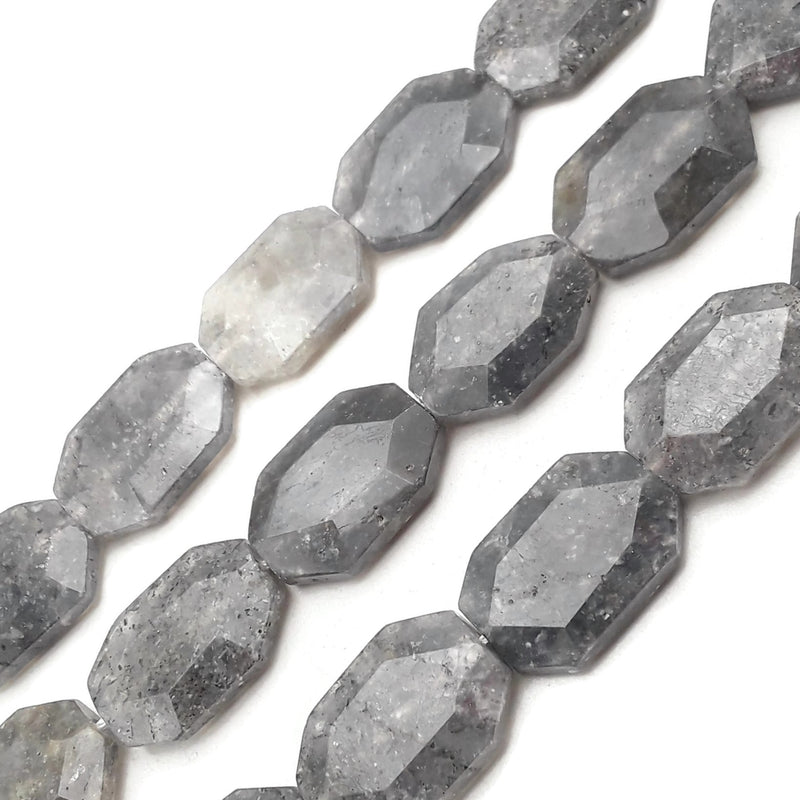 Cloudy Quartz Rectangle Slice Faceted Octagon Beads Size 20x30mm 15.5" Strand