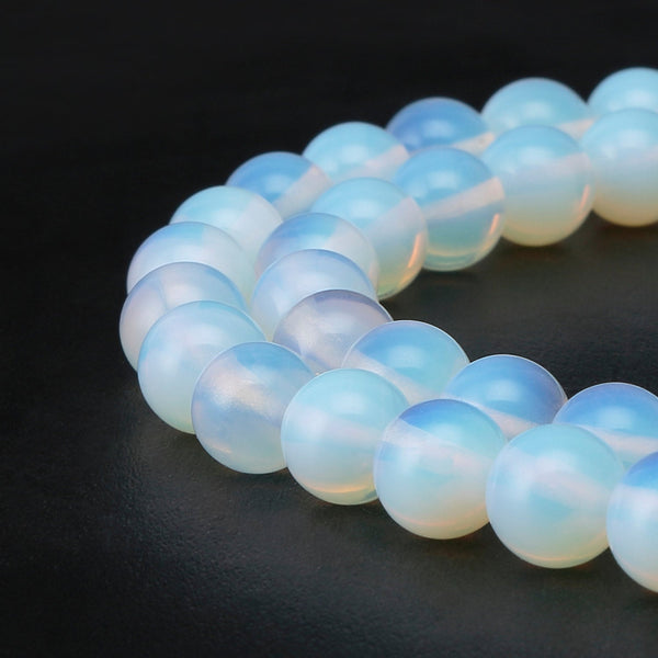 opalite smooth round beads 