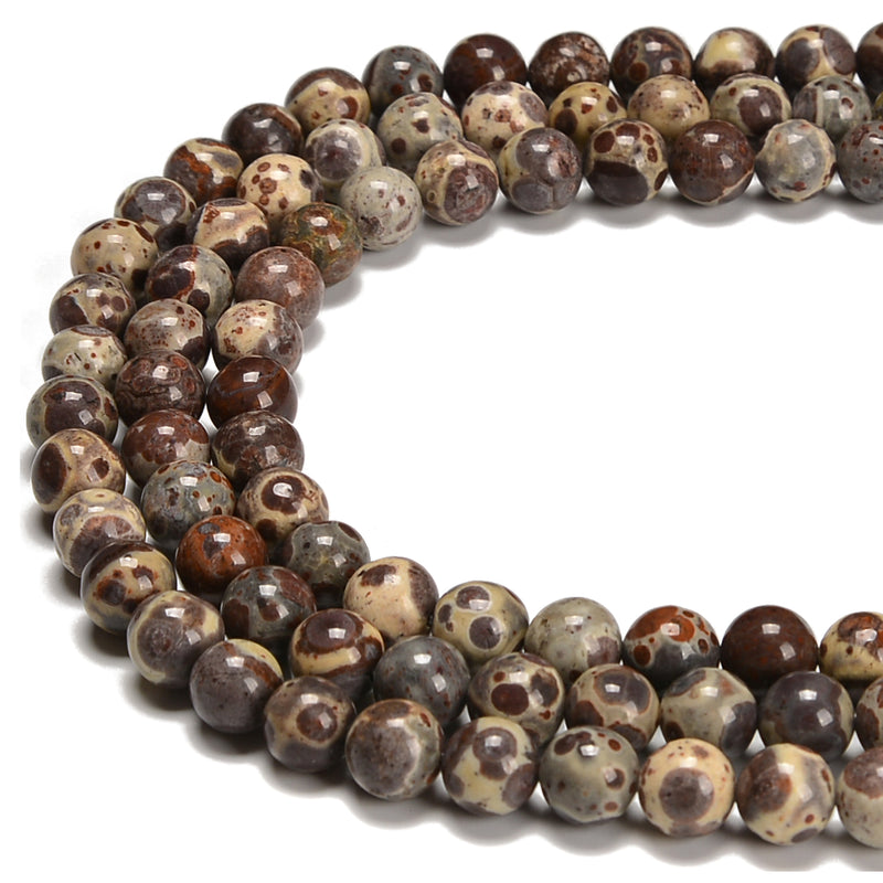 Natural Coffee Ocean Fossil Jasper Smooth Round Beads Size 6mm 8mm 15.5'' Strand