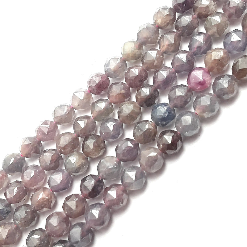 sapphire ruby diamond star cut round beads