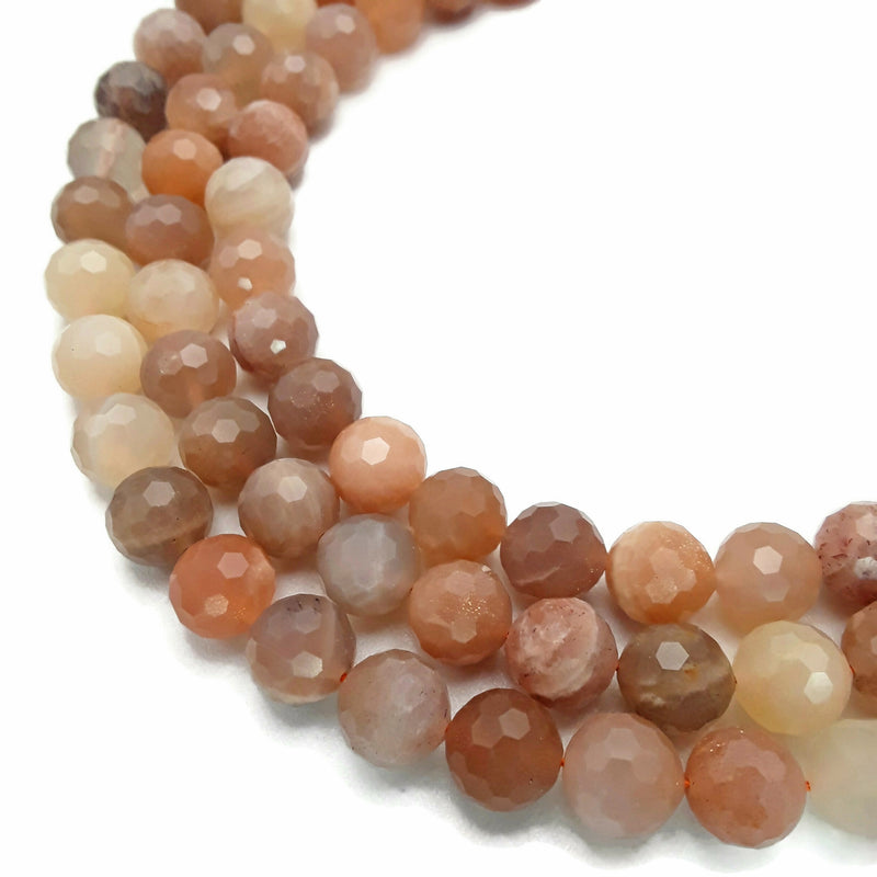 Light Multi Color Moonstone Faceted Round Loose Beads Size 9mm 15.5" Strand