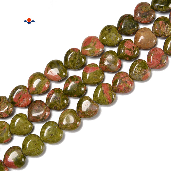 Natural Unakite Heart Shape Beads Size 8mm 10mm 12mm 15.5'' Strand