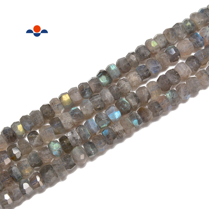 Labradorite Faceted Irregular Nugget Rondelle Beads 5x7mm 6x9mm 15.5" Strand