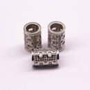 silver plated micro pave zircon cylinder shape charm