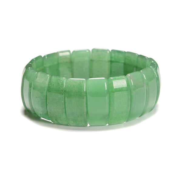Green Aventurine Double Drill Bracelet Rectangle Shape Beads 10x25mm 7.5"Length