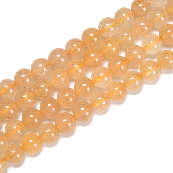 Golden Rutilated Quartz Smooth Round Beads Size 6mm 15.5'' Strand