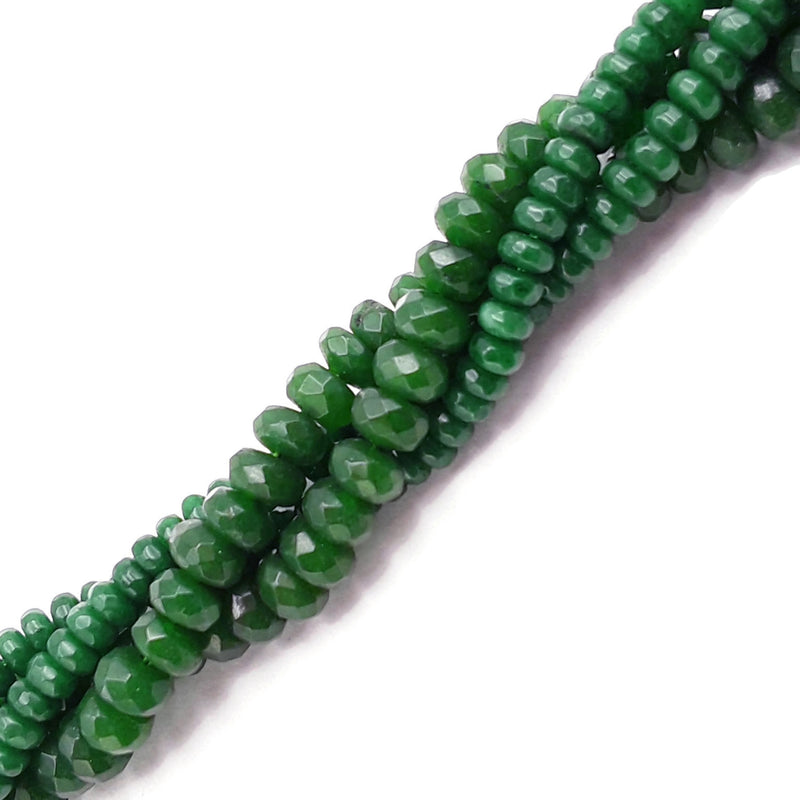 dark green dyed jade faceted rondelle beads 