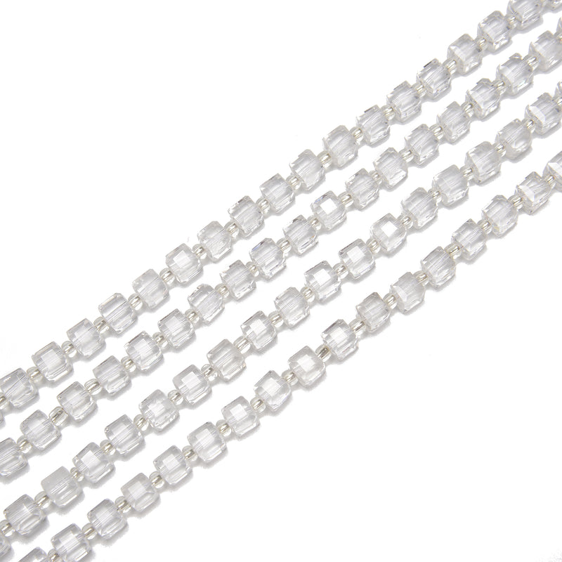 Clear Quartz Faceted Rubik's Cube Beads Size 7-7.5mm 15.5'' Strand