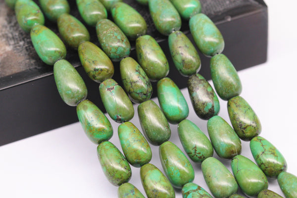 green turquoise smooth teardrop beads