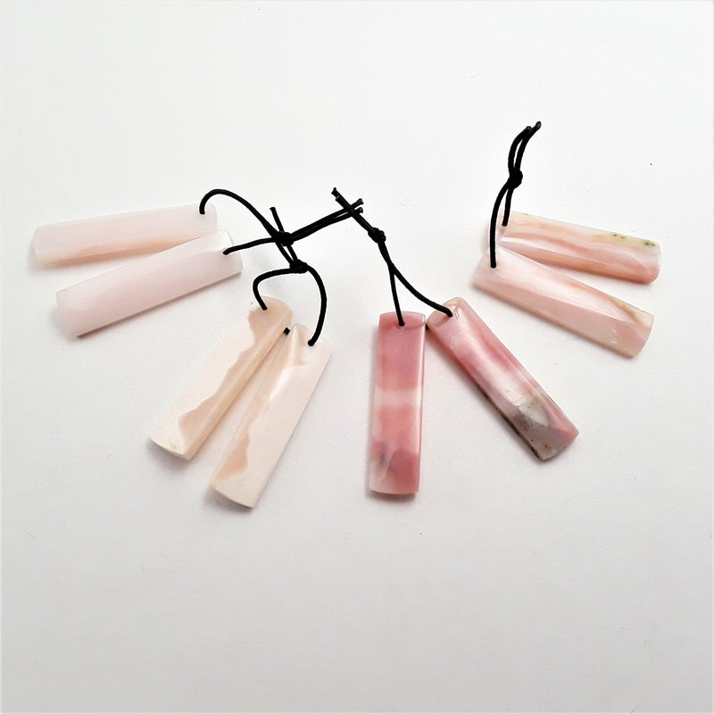 pink opal pendant earrings rectangle shape 