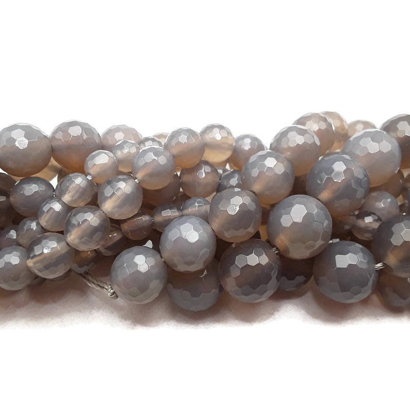 Gray Agate Faceted Round Beads 4mm 6mm 8mm 10mm 12mm Approx 15.5" Strand