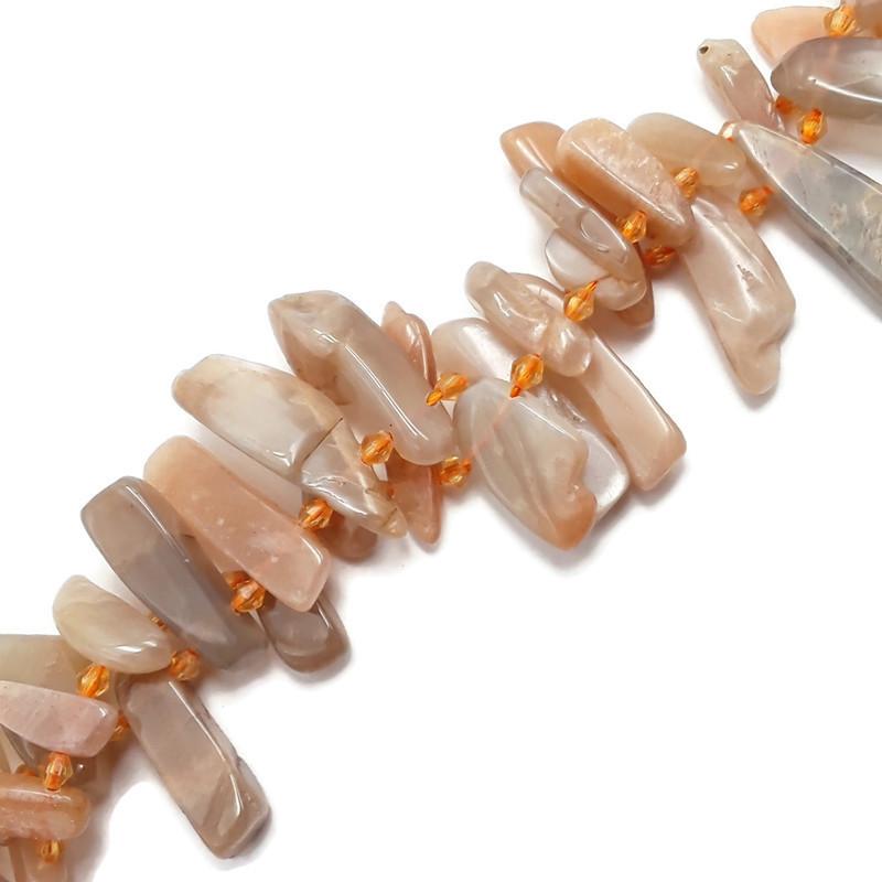 peach moonstone graduated slice Sticks Points beads