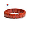 Natural Red Jasper Double Drill Elastic Bracelet Size 11x15mm Length 7.5"