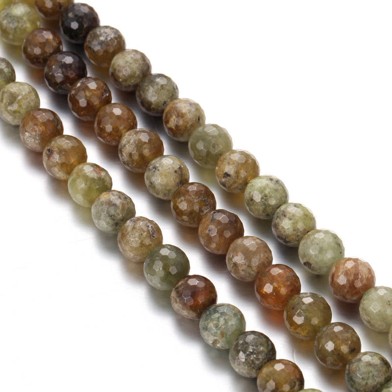 green garnet faceted round beads