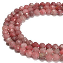 Chinese Strawberry Quartz Faceted Round Beads Size 7.5-8mm 8-8.5mm15.5'' Strand