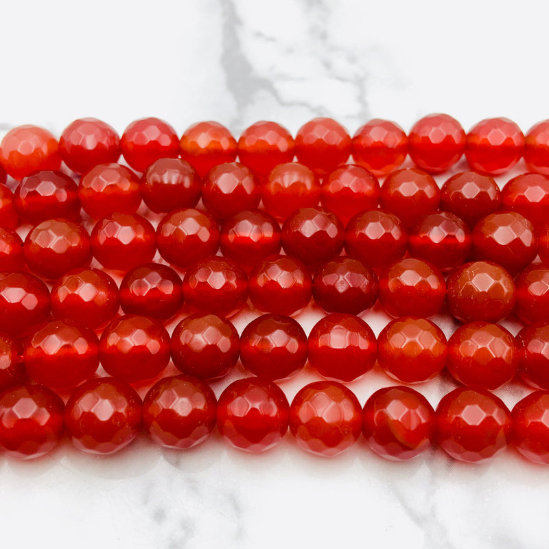 carnelian faceted round beads 