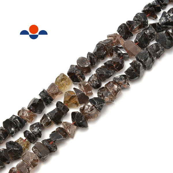 Smoky Quartz Rough Nugget Chunks Center Drill Beads Approx 8x16mm 15.5" Strand