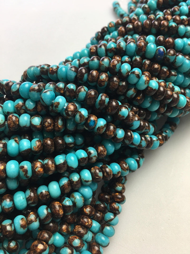 bronzite turquoise smooth rondelle beads 