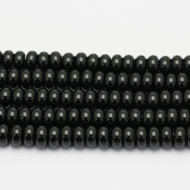 large hole black onyx smooth rondelle beads