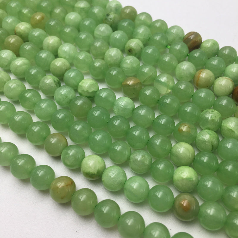 green flower jade smooth round beads 
