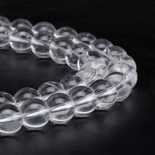 2.0mm Large Hole Clear Quartz Smooth Round Beads Size 8mm 10mm 15.5'' Strand