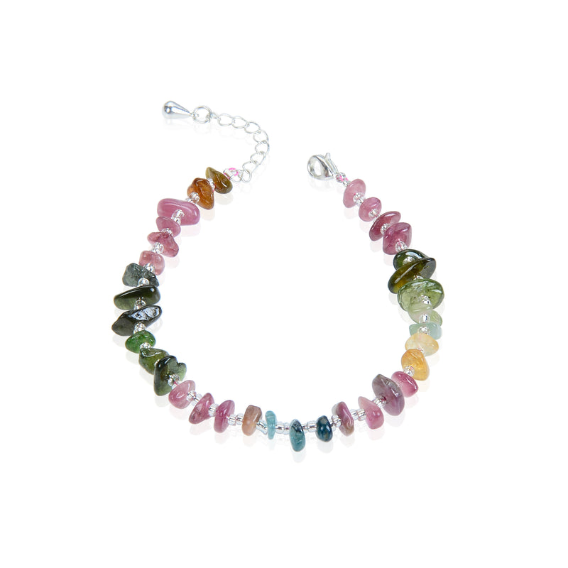 watermelon tourmaline bracelet with silver plated clasp
