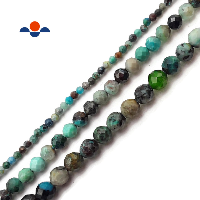 Natural Chrysocolla Faceted Round Beads 2mm 3mm 4mm 5mm 15.5" Strand