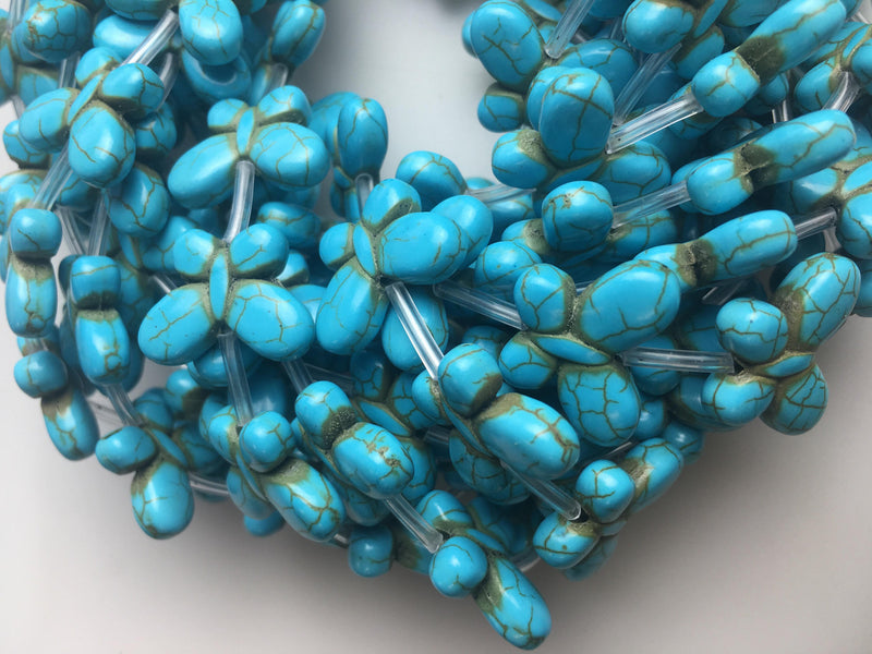 blue howlite turquoise butterfly shape beads