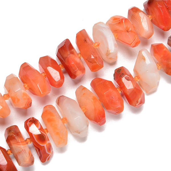 Red Botswana Agate Center Drilled Faceted Nugget Chunk Beads 10x25mm 15.5'' Str