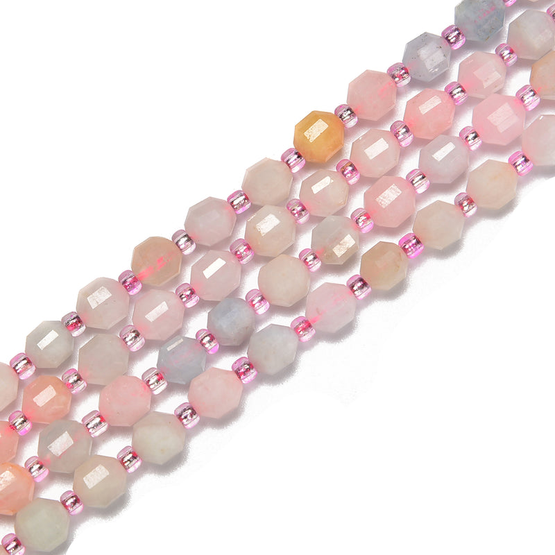 1 Strand Morganite Faceted Rondelle Shape Gemstone Beads, Gemstone