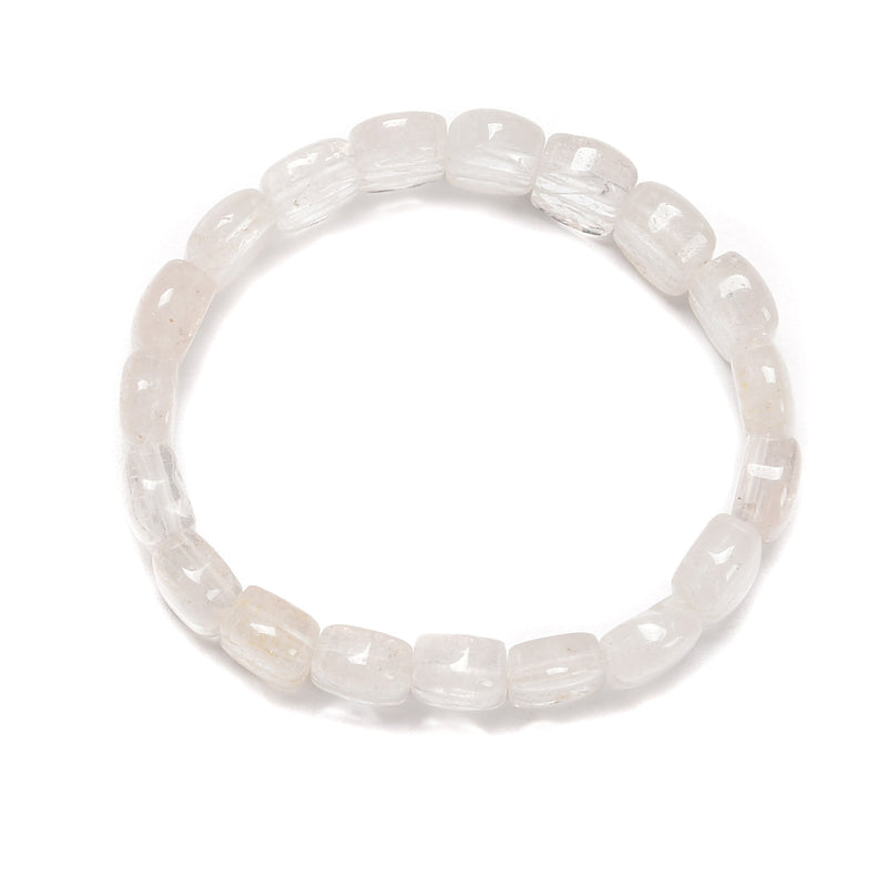 Clear Quartz Double Drill Bracelet Oval Shape Bead Size 10x14mm 7.5'' Length