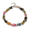 Multi Tourmaline Chips Beaded Bracelet Silver Plated Clasp 7.5" Length